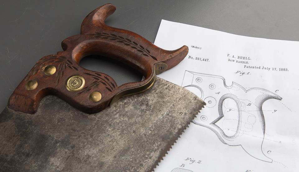 8 point 26 inch Crosscut HARVEY PEACE No. 147 Hand Saw with BUELL Patent July 17, 1883 Guard - 88842
