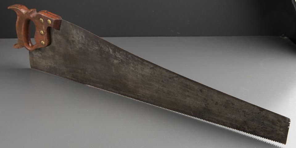 8 point 26 inch Crosscut HARVEY PEACE No. 147 Hand Saw with BUELL Patent July 17, 1883 Guard - 88842