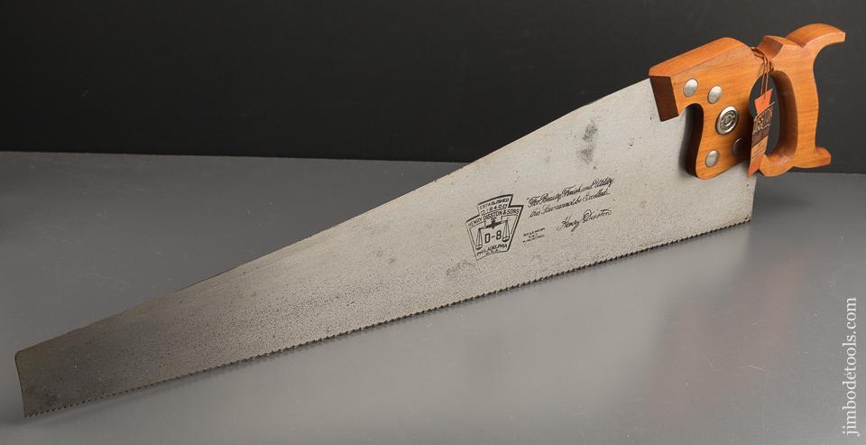UNUSED! 5 1/2 point 26 inch Rip DISSTON D8 Hand Saw with Tag MINT in Original Box - 88942