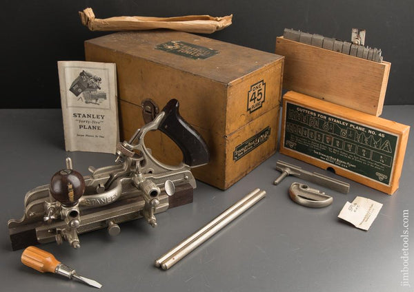 Unused! 100% Complete STANLEY No. 45 Combination Plane MINT in Original Tin Box - 88945