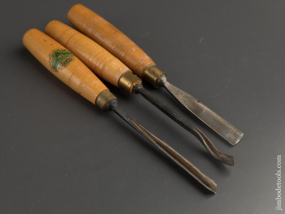 Three HENRY TAYLOR Boxwood Handled Carving Gouges - 88947