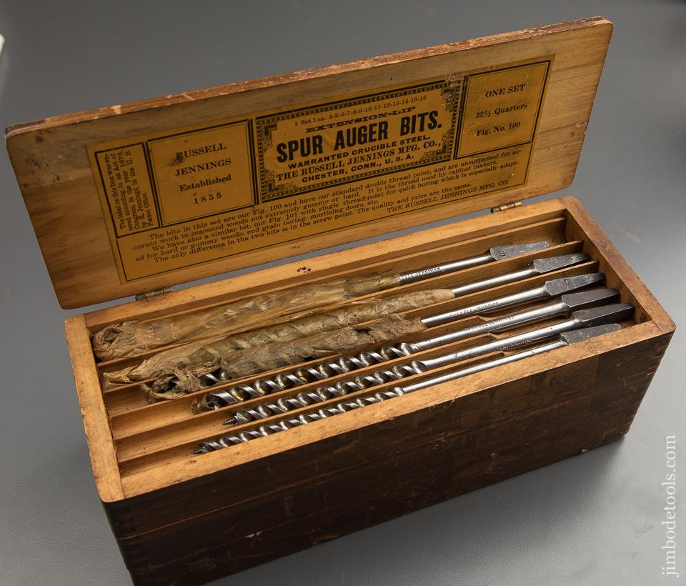 EXTRA FINE Complete Set of 13 RUSSELL JENNINGS Auger Bits in Original 3 Tiered Box - 88969