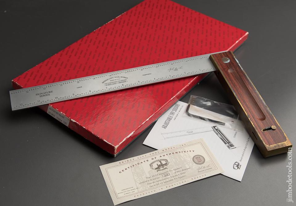 1994 BRIDGE CITY TOOL WORKS AS-14 Adjustable Try Square in Original Box - 88985