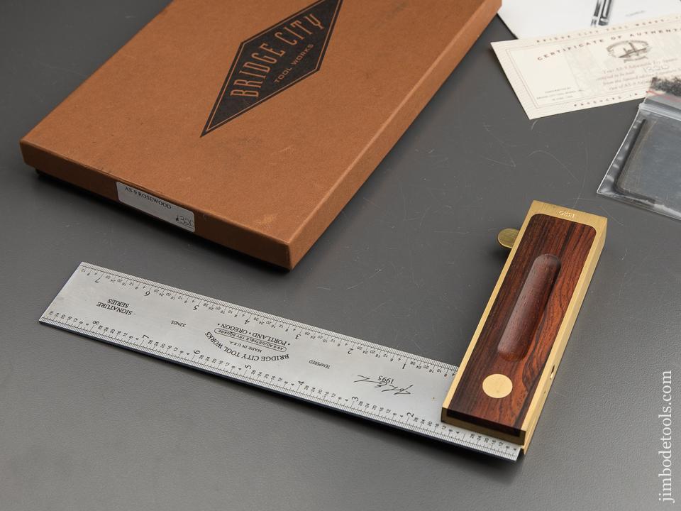 1995 BRIDGE CITY TOOL WORKS AS-9 Rosewood Adjustable Try Square in Original Box - 88989
