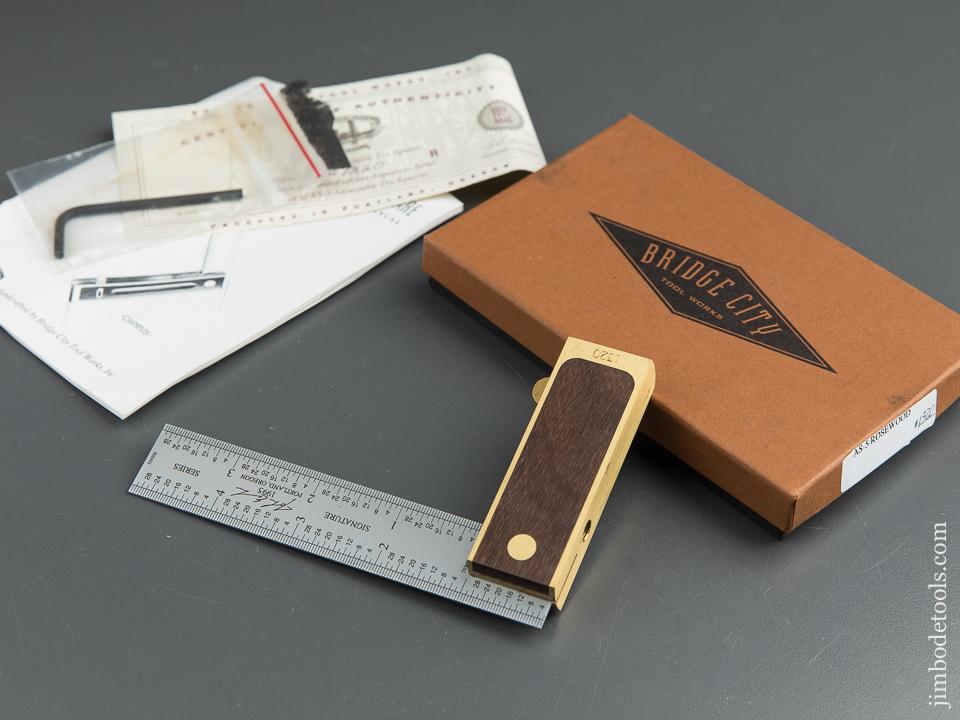 1995 BRIDGE CITY TOOL WORKS AS-5 Rosewood Adjustable Try Square in Original Box - 89016