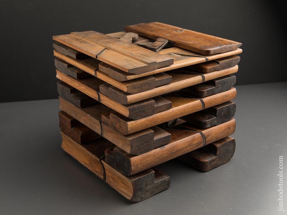 Complete Working Set of 18 Hollows & Rounds Molding Planes by MATHIESON circa 1854-1924 Numbered 2-18 EVENS - 89035