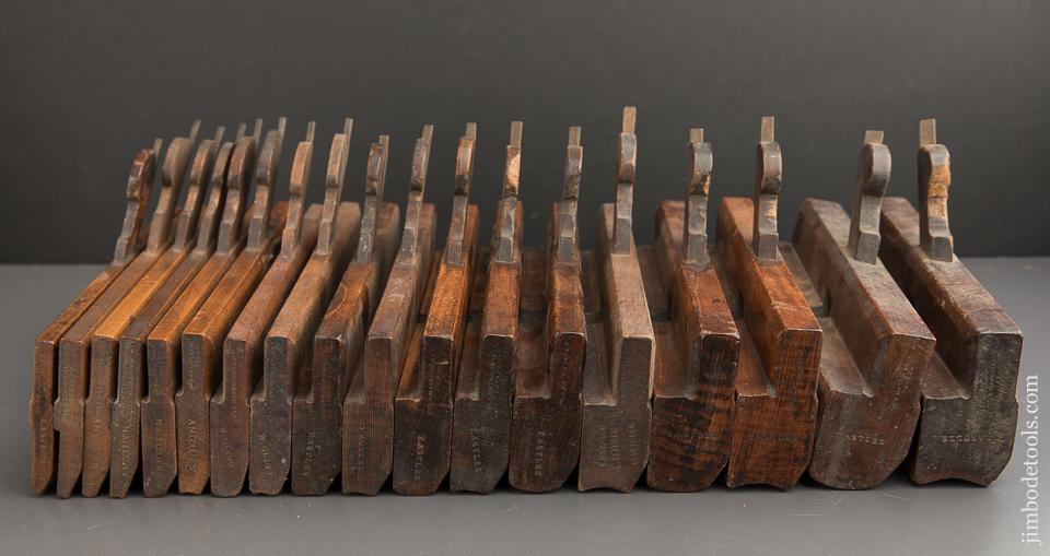 Complete Working Set of 18 Hollows & Rounds Molding Planes by MATHIESON circa 1854-1924 Numbered 2-18 EVENS - 89035