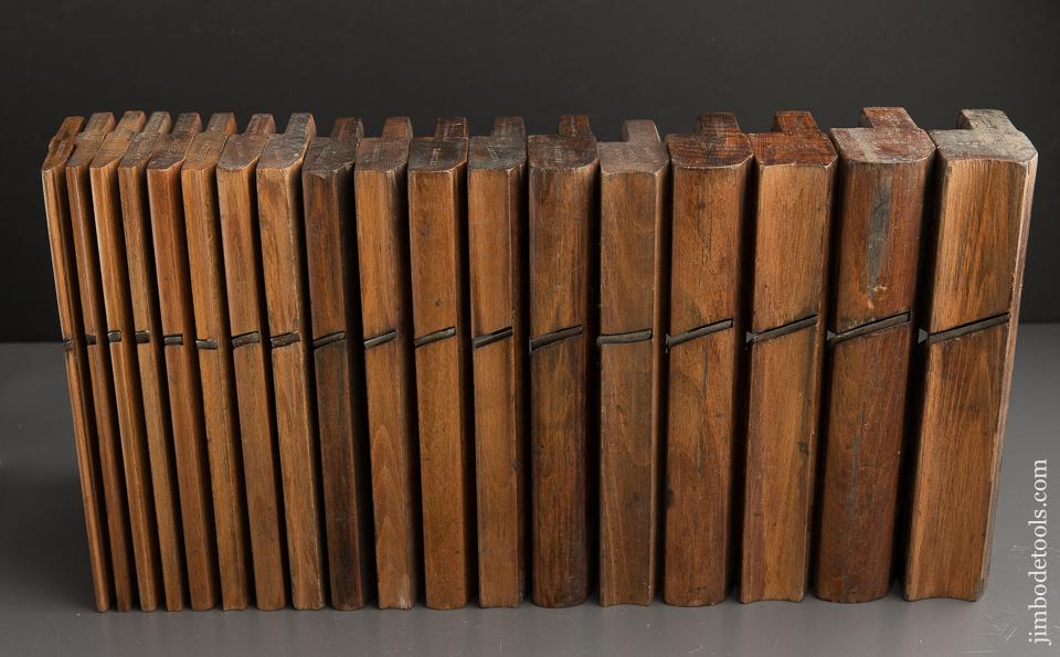 Complete Working Set of 18 Hollows & Rounds Molding Planes by MATHIESON circa 1854-1924 Numbered 2-18 EVENS - 89035