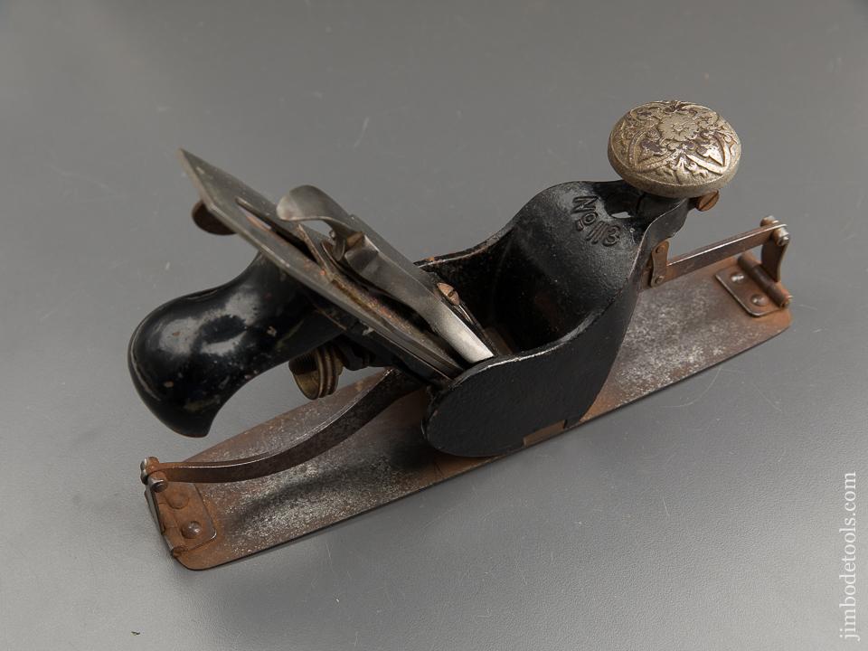 RARE Type 8A STANLEY No. 113 Circular Plane with Floral Cap! - 89043