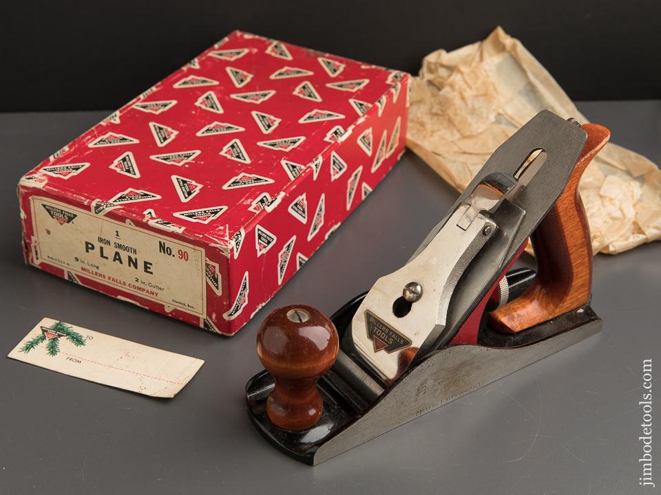 MILLERS FALLS No. 90 Smooth Plane with MILLERS FALLS Tag in Christmas Box! - 89088