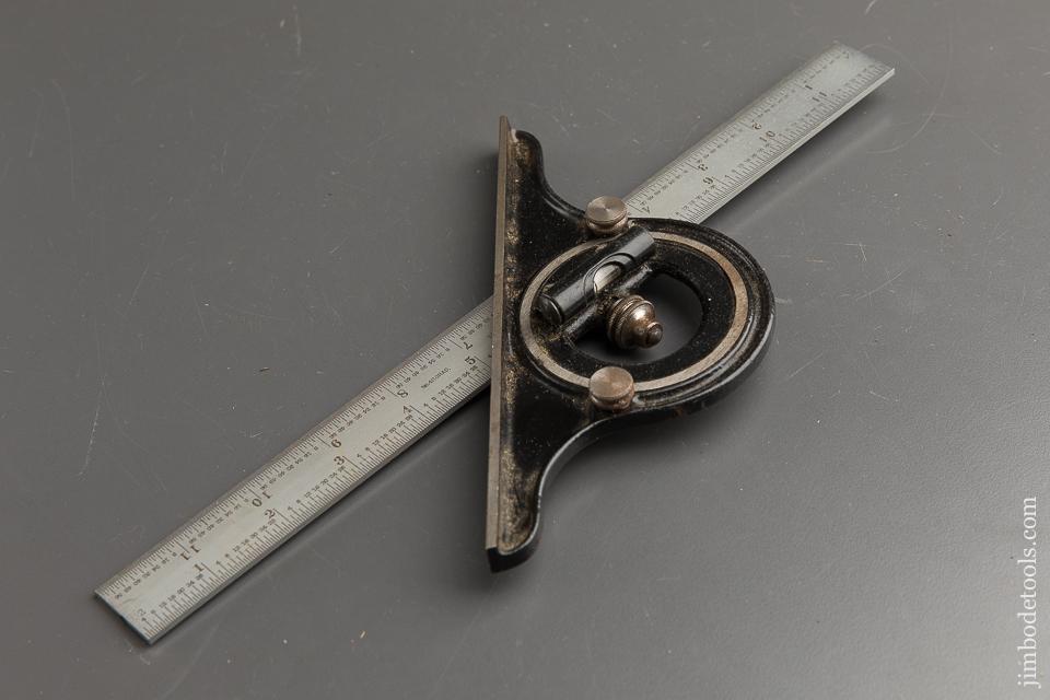 STARRETT Protractor Head on Twelve inch STARRETT No. 4R GRAD Scale - 89123