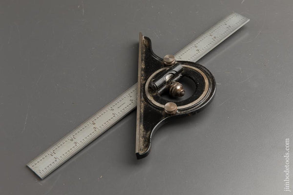 STARRETT Protractor Head on Twelve inch STARRETT No. 4R GRAD Scale - 89123