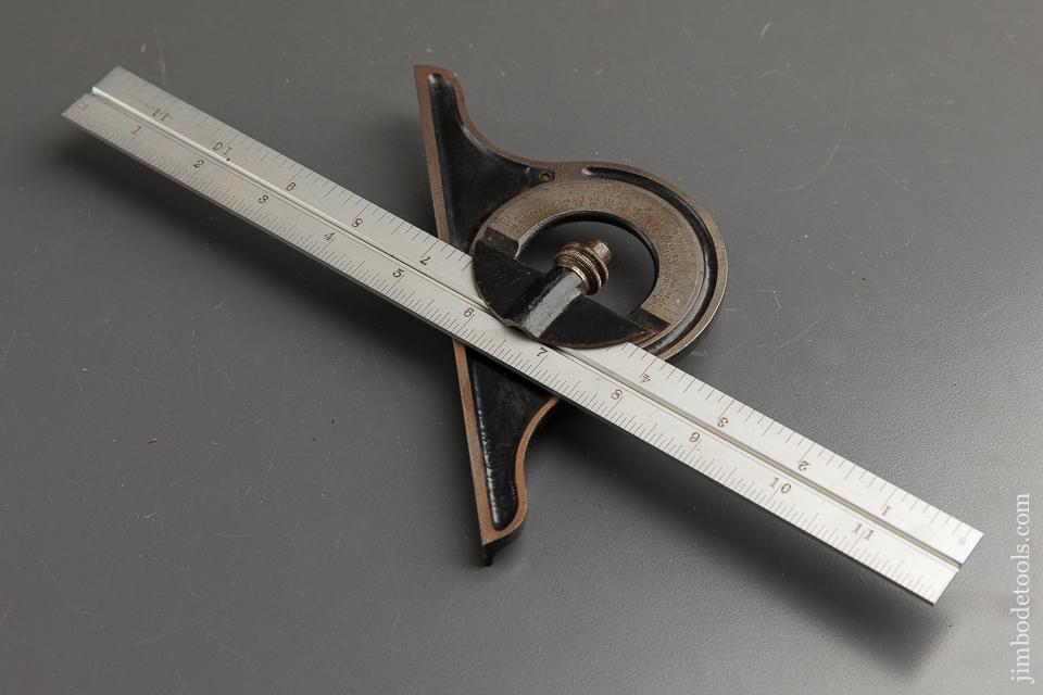 STARRETT Protractor Head on Twelve inch STARRETT No. 4R GRAD Scale - 89123