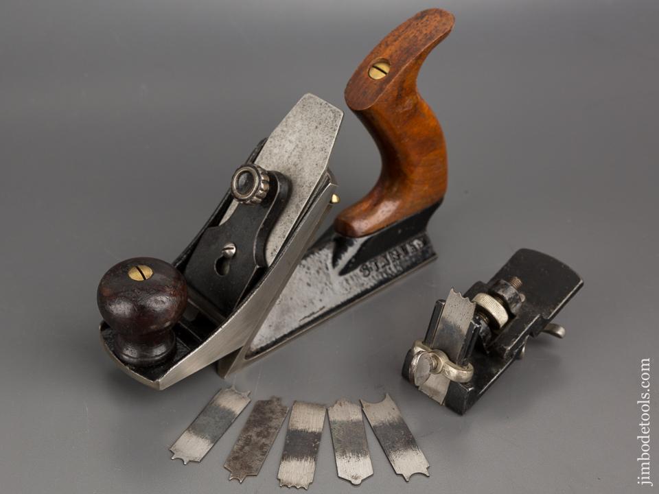 Extra Fine! TRAUT's Patent April 21, 1885 STANLEY No. 72 1/2 Chamfer Plane with Beading Attachment and Six Cutters - 80170