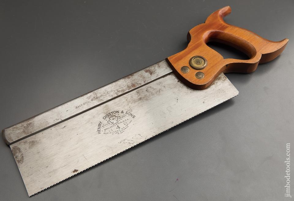 MINT 15 point 12 inch Crosscut DISSTON No. 4 Back Saw - 89196