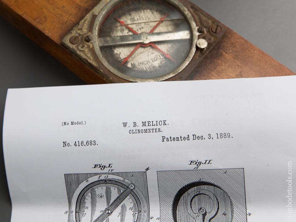 Rare MELICK Patent December 3, 1889 No. 2 Clinometer in Original Box - 89253