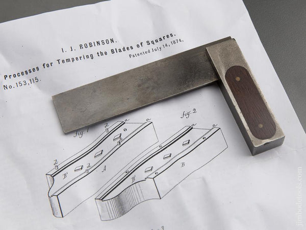 Four inch ROBINSON Patent July 14, 1874 Rosewood & Steel ST. JOHNSBURY Try Square - 89336