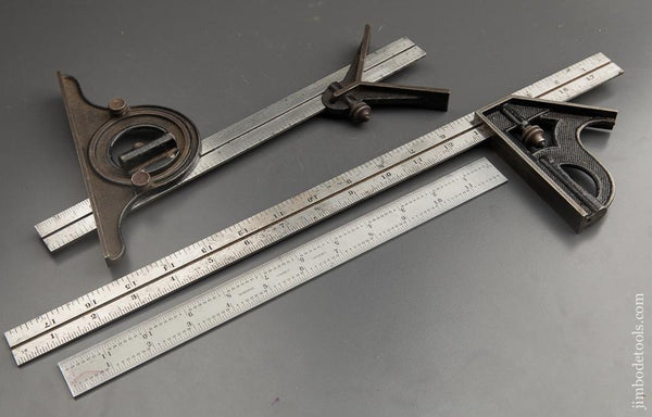 Full Set of Three STARRETT Combination Squares with Three Scales - 89418