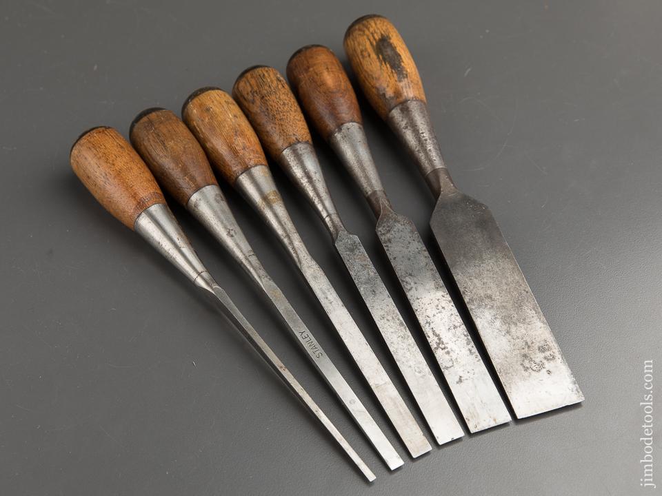 Crisp Set of Six STANLEY No. 40 EVERLASTING Chisels 1/8 to 1 1/4 inches - 89430