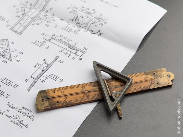 CAMPBELL Patent October 1, 1907 Combination Tool Square on Twelve inch RABONE No. 1211 Folding Rule - 89443