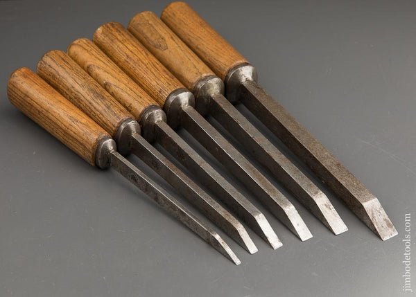 Great Set of Six WARD Pig Sticker Mortise Chisels - 89508