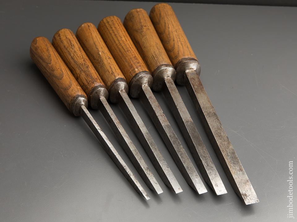 Great Set of Six WARD Pig Sticker Mortise Chisels - 89508
