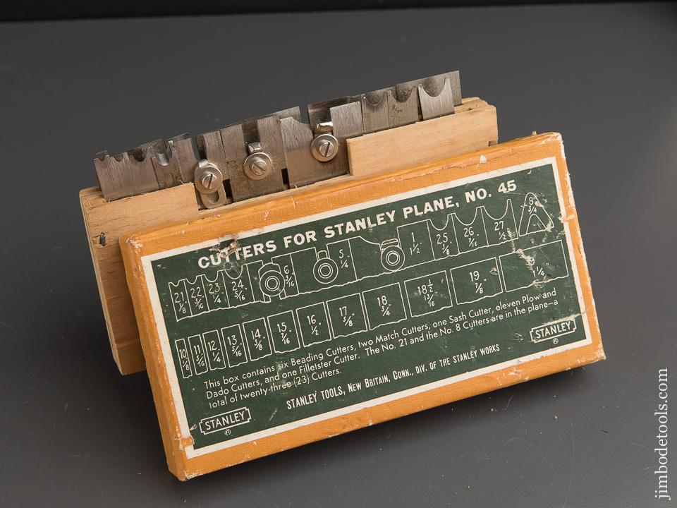 COMPLETE Set of 22 Cutters for STANLEY No. 45 Combination Plow Plane in Original Box - 89509