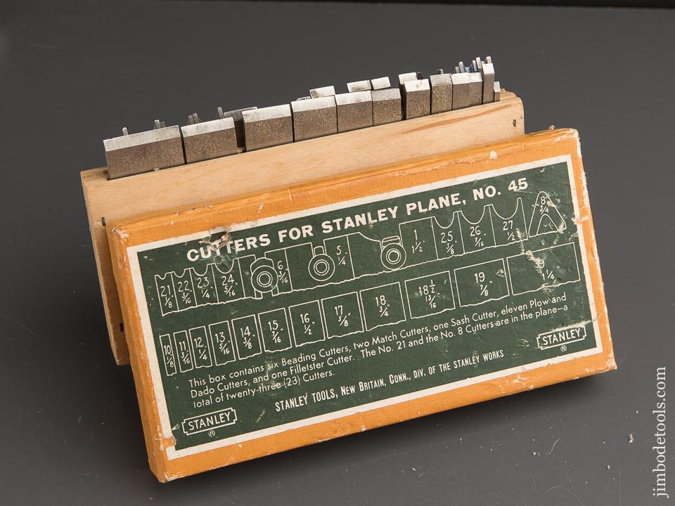COMPLETE Set of 22 Cutters for STANLEY No. 45 Combination Plow Plane in Original Box - 89509
