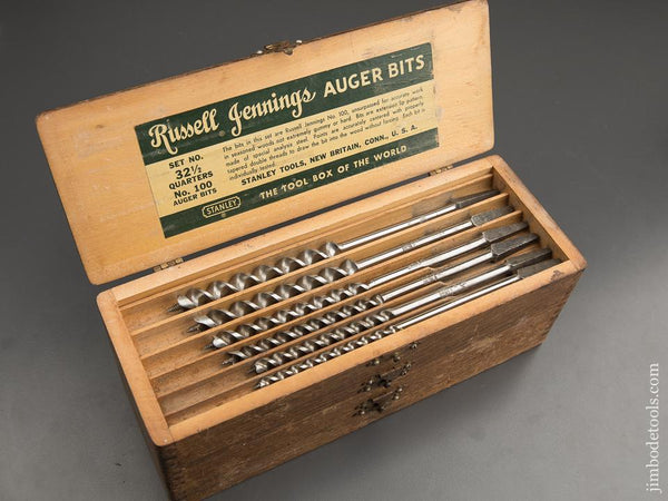 Extra Fine Complete Set of 13 RUSSELL JENNINGS Auger Bits in Original 3 Tiered Box - 89627