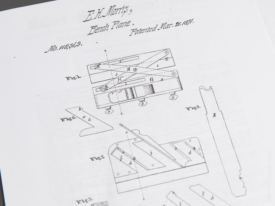 MORRIS Patent March 21, 1871 Scissor Arm Plow Plane Type One - 89640