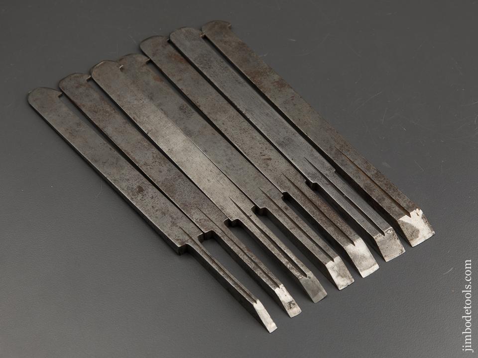 Set of Seven ISAAC GREAVES Graduated Plow Plane Irons - 89706