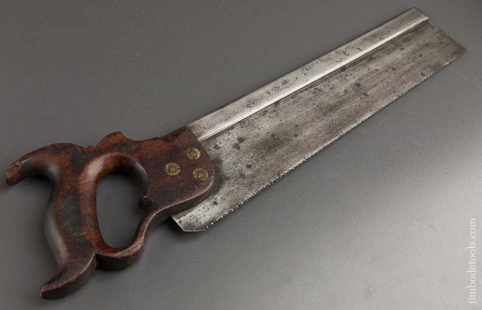12 point 14 inch Crosscut DISSTON Pre-SONS Back Saw circa 1840-65 - 89736