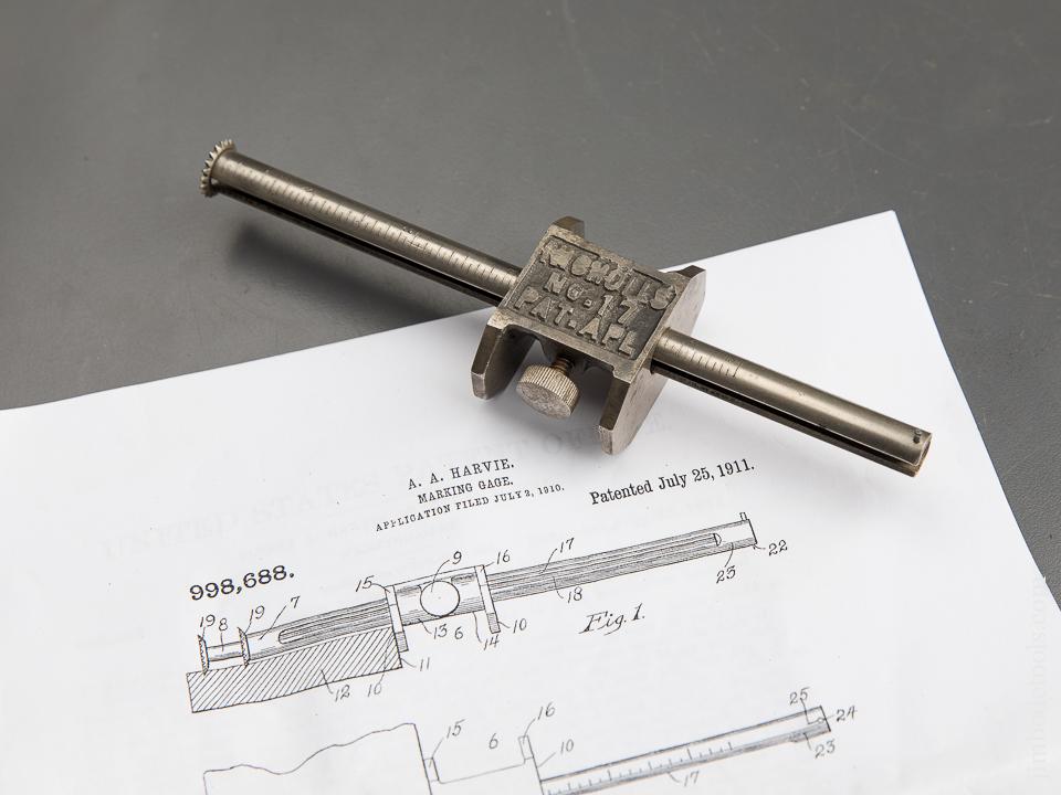 Rare HARVIE Patent July 25, 1911 NICHOLLS No. 17 Marking Gauge - 89775