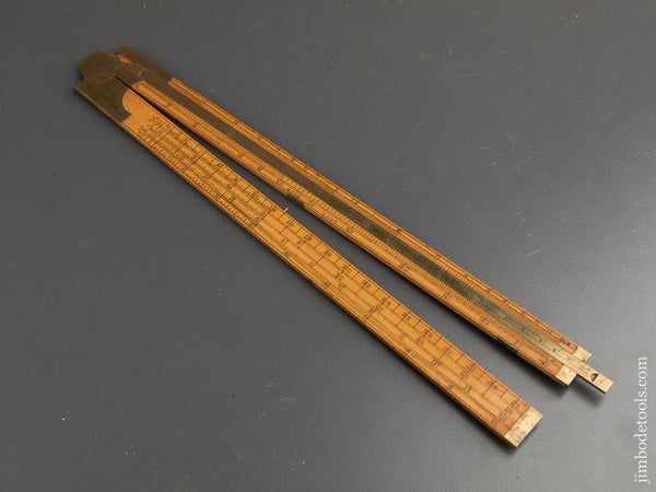 Extra Fine! STANLEY No. 12 Boxwood & Brass Folding Sliding Caliper Rule - 89829