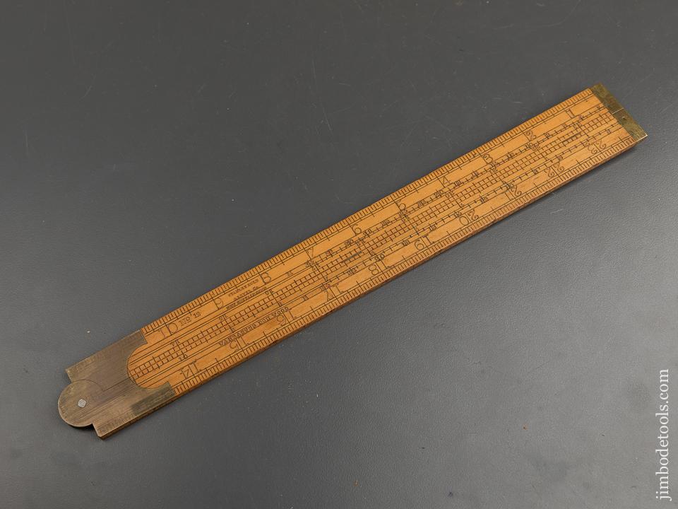 Extra Fine! STANLEY No. 12 Boxwood & Brass Folding Sliding Caliper Rule - 89829