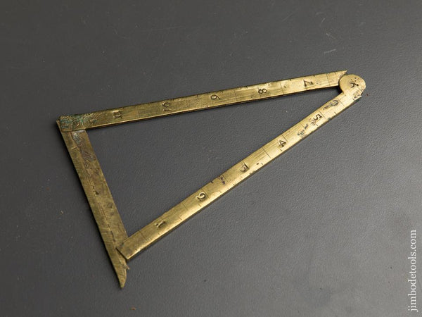 18th Century Hand Stamped Brass Three Fold Rule with Scales - 89858