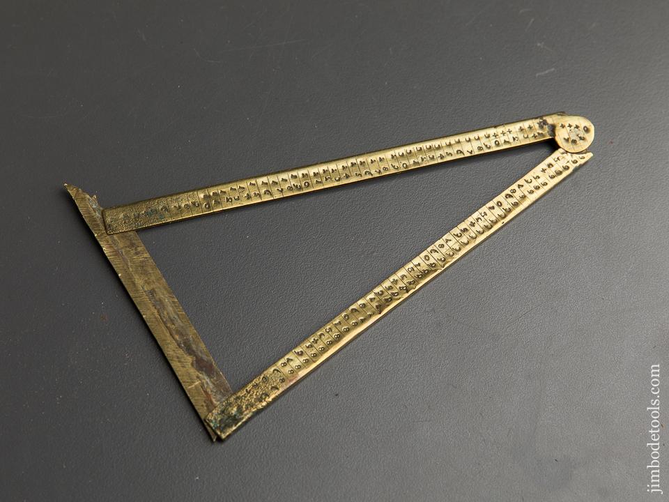 18th Century Hand Stamped Brass Three Fold Rule with Scales - 89858