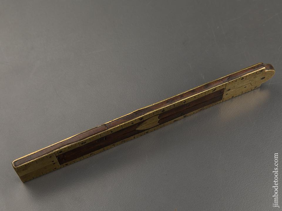 18th Century Fruit Wood Hand stamped Folding Rule with Shield Motif - 89864U