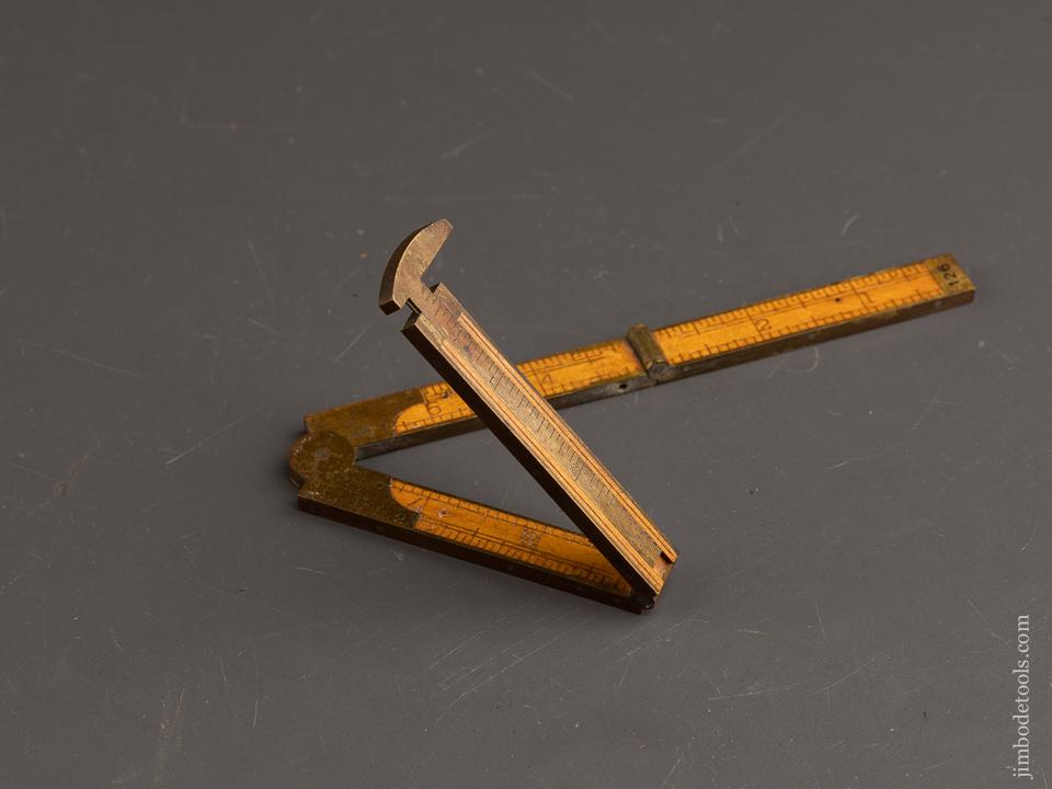 Extra Extra Fine! One Foot Four Fold STANELY No. 32 1/2 Boxwood & Brass Carpenter's Caliper Rule - 89885