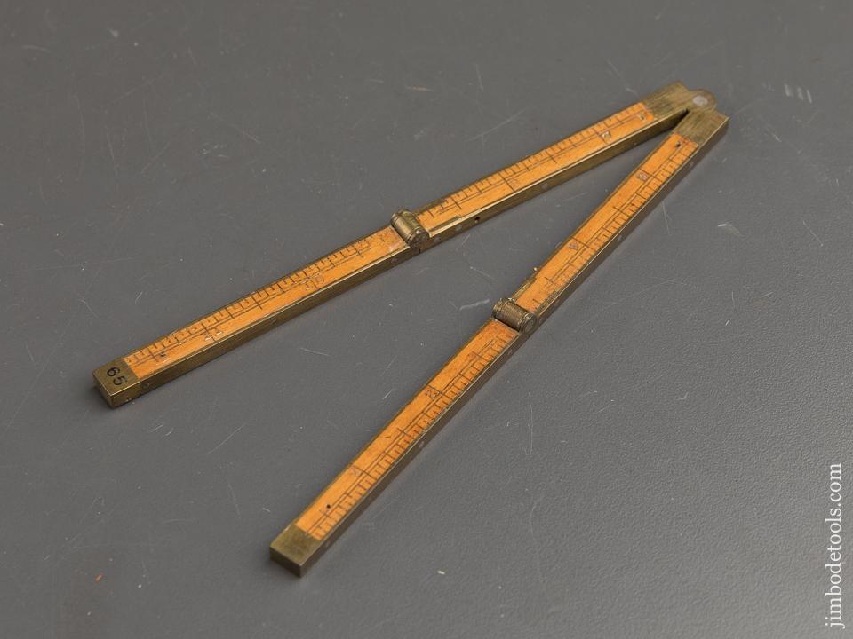 Crisp STANLEY No. 65 1/2 Boxwood & Brass One Foot Four Fold Carpenter's Rule - 89886