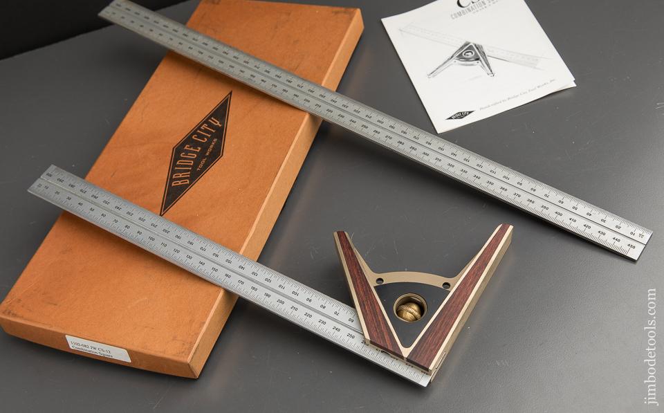 BRIDGE CITY TOOL WORKS CS-12 Combination Square in Original Box with RARE CS-18 inch Rule - 89920
