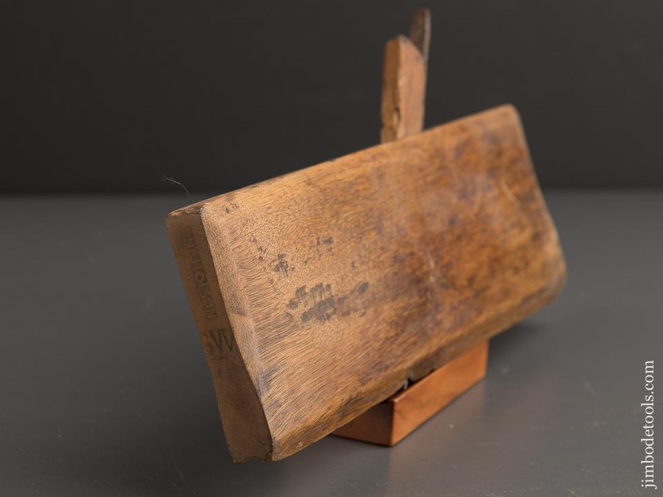 18th Century I. NICHOLSON Ten inch Yellow Birch Molding Plane circa 1712-1807 Wrentham, MA - 90004