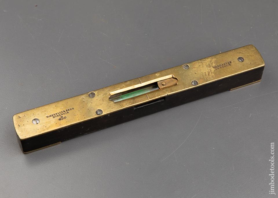 Eight inch Ebony & Brass MARPLES Level With Sliding Vial Protector - 90020