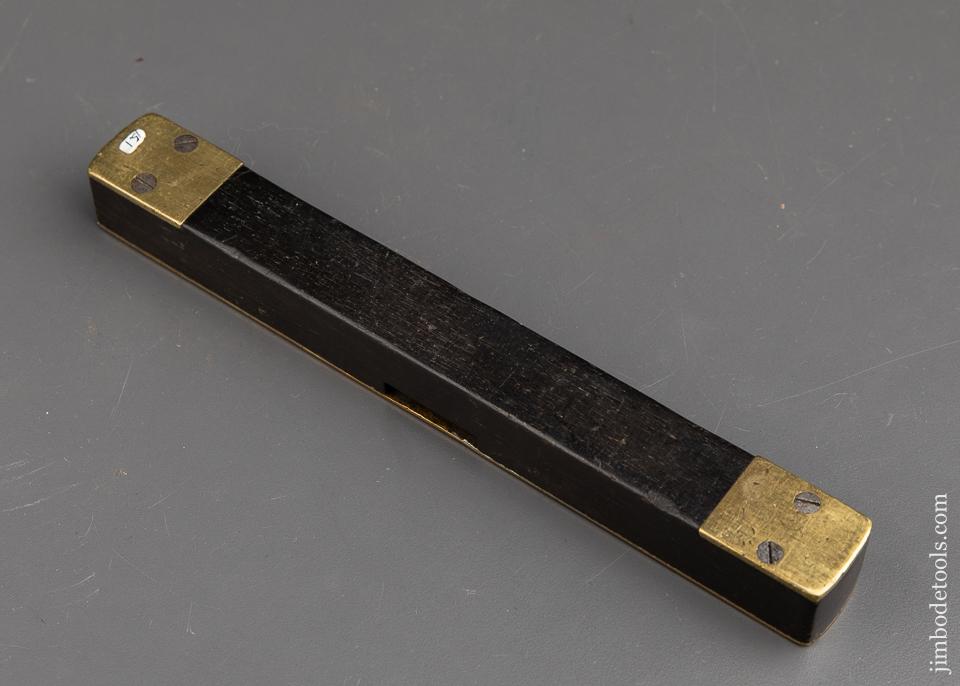 Eight inch Ebony & Brass MARPLES Level With Sliding Vial Protector - 90020