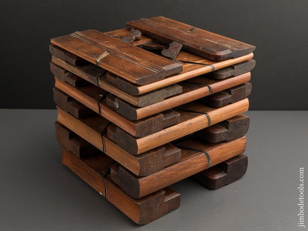 FINE and Complete Working Set of 18 Hollows & Rounds Moulding Planes by ROUTLEDGE BIRMINGHAM circa 1876-1908 Numbered 2-18 EVENS - 90044