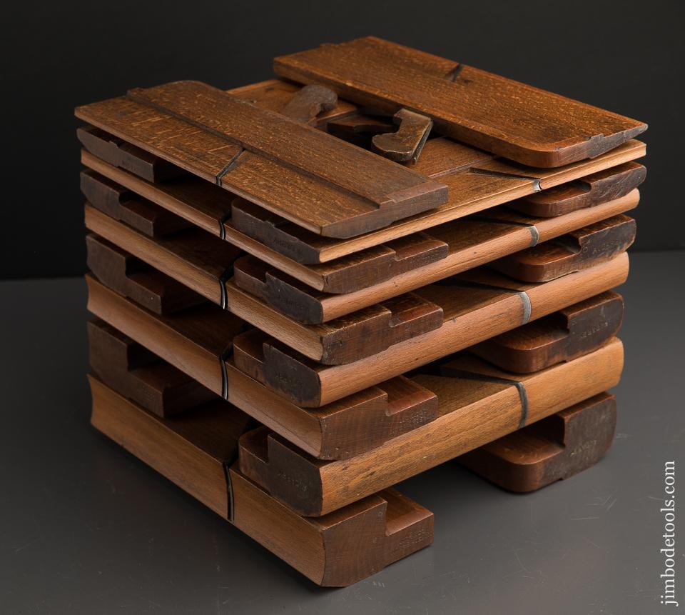FINE Complete Working Set of 18 Hollows & Rounds Moulding Planes by MOSELEY Numbered 2-18 circa 1862-80 EVENS - 90045
