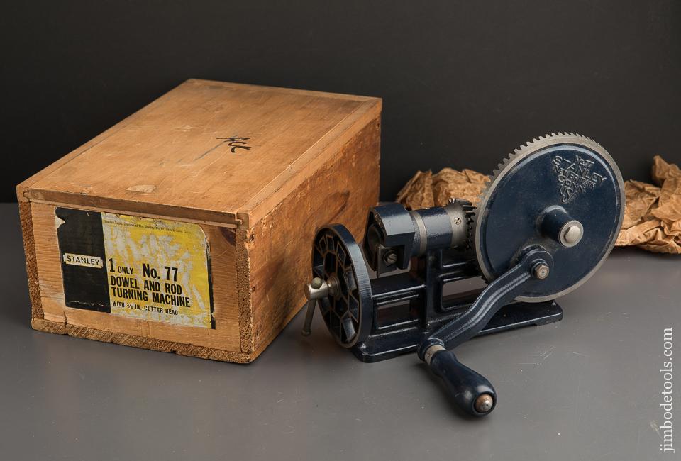 STANLEY No. 77 Dowel & Rod Turning Machine MINT in Original Wooden Box - 90068