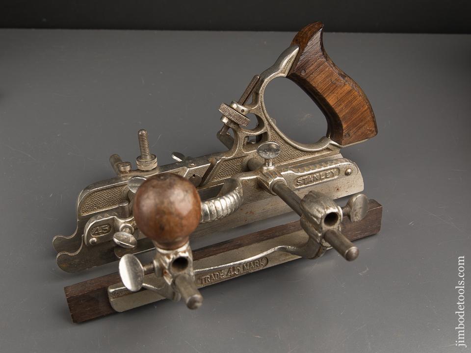 Excellent! STANLEY No. 45 Combination Plow Plane 100% COMPLETE in Original Chestnut Box - 90091
