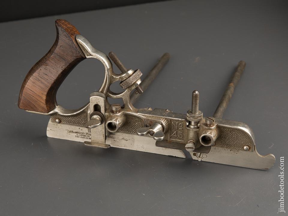 Excellent! STANLEY No. 45 Combination Plow Plane 100% COMPLETE in Original Chestnut Box - 90091