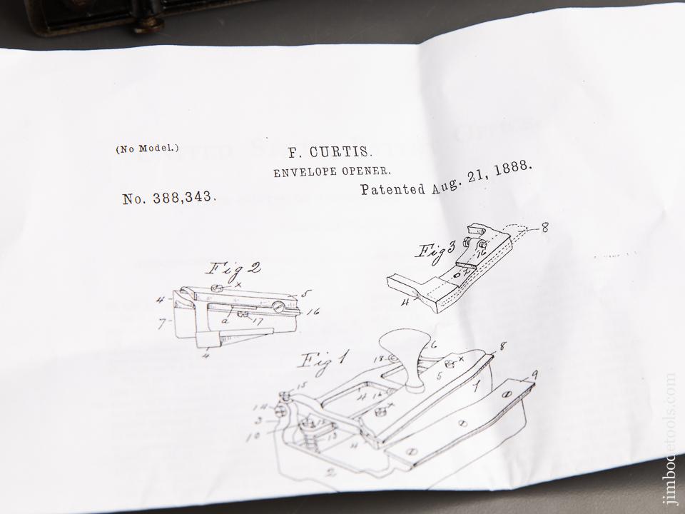 CURTIS Patent August 21, 1888 Envelope Opener by CHASE, WORCESTER MASS - 90118
